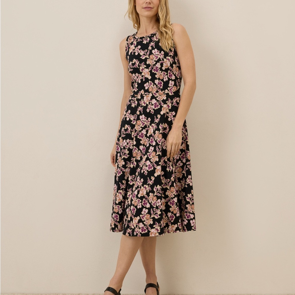 Pact Floral Black and Pink Midi Dress